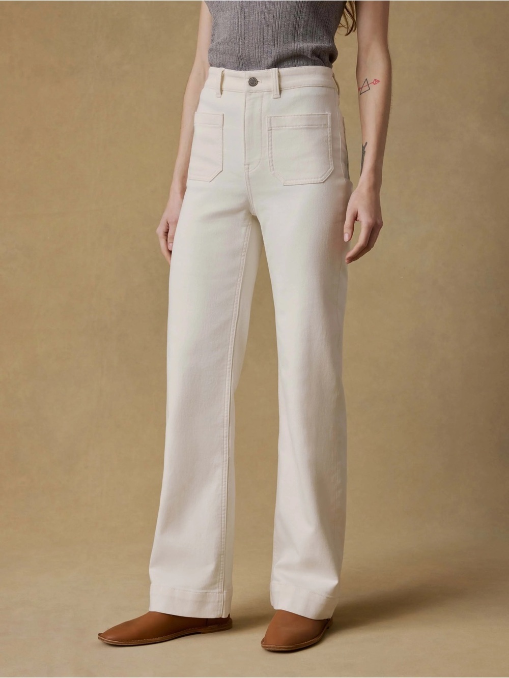 Faherty Terry Pocket Patch Pants in Cream Size 32